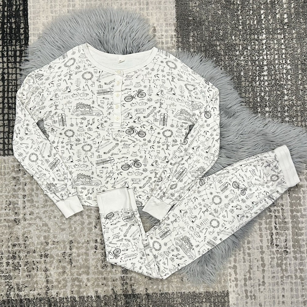 Goumi Women's‎ Viscose Blend Holiday Designed Henley And Pant Lounge Set Size XS